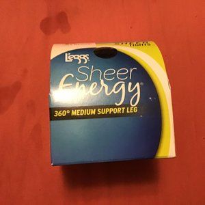 Leggs Sheer Energy Control Top Sheer Tights Jet Black Size B